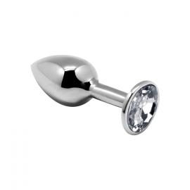 Металева анальна пробка із кристалом Alive Mini Metal Butt Plug White M - 1