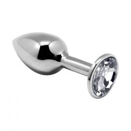 Металева анальна пробка із кристалом Alive Mini Metal Butt Plug White L - 1
