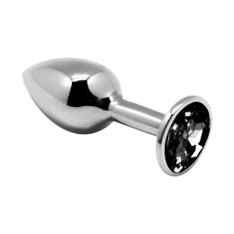 Металлическая анальная пробка с кристаллом Alive Mini Metal Butt Plug Black L