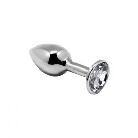 Металева анальна пробка із кристалом Alive Mini Metal Butt Plug White S - 1