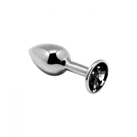 Металева анальна пробка із кристалом Alive Mini Metal Butt Plug Black S - 1