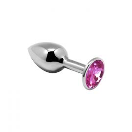 Металева анальна пробка із кристалом Alive Mini Metal Butt Plug Pink S - 1