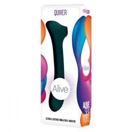 Вибратор вакуумно-клиторальный стимулятор 2-в-1 Alive Quiver Teal - 5