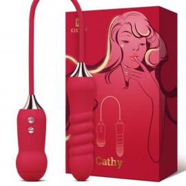 Пульсатор із вакуумним стимулятором Kistoy Cathy Red на гнучкій зчіпці - 2