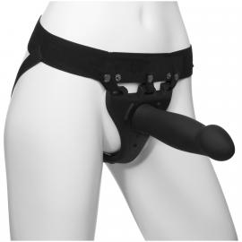 Страпон унисекс Doc Johnson Body Extensions – Be Risque, вибрация, пульт управления, полая насадка - 1