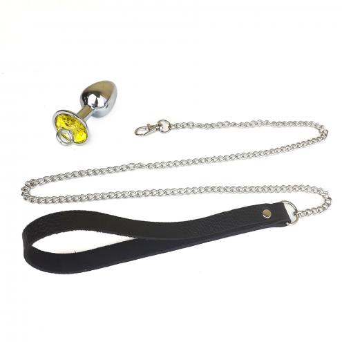 Металева анальна пробка з повідцем Art of Sex Metal Anal Plug with Leash, size S