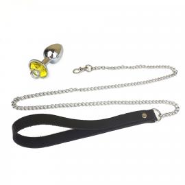 Металева анальна пробка з повідцем Art of Sex Metal Anal Plug with Leash, size M - 3