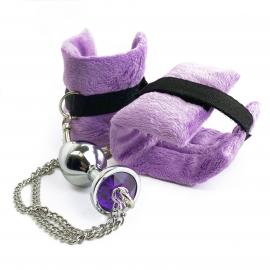Наручники с металлической анальной пробкой Art of Sex Handcuffs with Metal Anal Plug, size M, Purple - 6