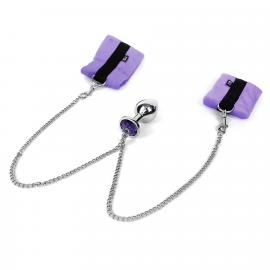 Наручники с металлической анальной пробкой Art of Sex Handcuffs with Metal Anal Plug, size M, Purple - 3
