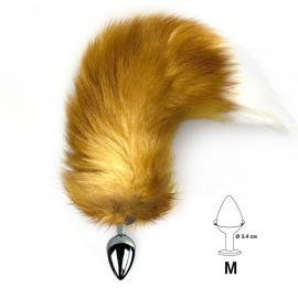 Металева анальна пробка із хвостом з натурального хутра Art of Sex Red fox, size M - 5
