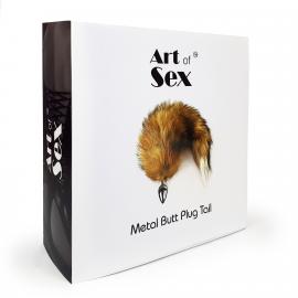 Металева анальна пробка із хвостом з натурального хутра Art of Sex Red fox, size M - 6