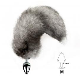 Металева анальна пробка з хвостом із натурального хутра Art of Sex Artctic fox, size M - 4
