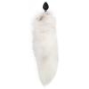 Силіконова анальна пробка з хвостом з натурального хутра Art of Sex White fox, size M
