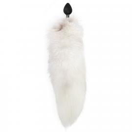 Силіконова анальна пробка з хвостом з натурального хутра Art of Sex White fox, size M - 2