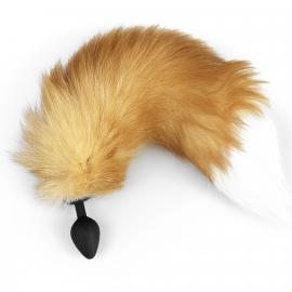 Силіконова анальна пробка із хвостом з натурального хутра Art of Sex Red fox, size M - 1