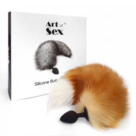 Силіконова анальна пробка із хвостом з натурального хутра Art of Sex Red fox, size M - 5