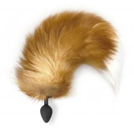 Силіконова анальна пробка із хвостом з натурального хутра Art of Sex Red fox, size M - 4