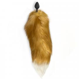 Силіконова анальна пробка із хвостом з натурального хутра Art of Sex Red fox, size M - 2