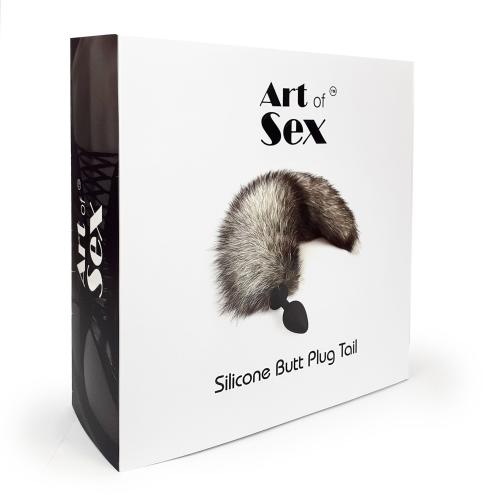 Силіконова анальна пробка з хвостом із натурального хутра Art of Sex Artctic fox, size M