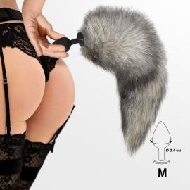 Силіконова анальна пробка з хвостом із натурального хутра Art of Sex Artctic fox, size M - 3