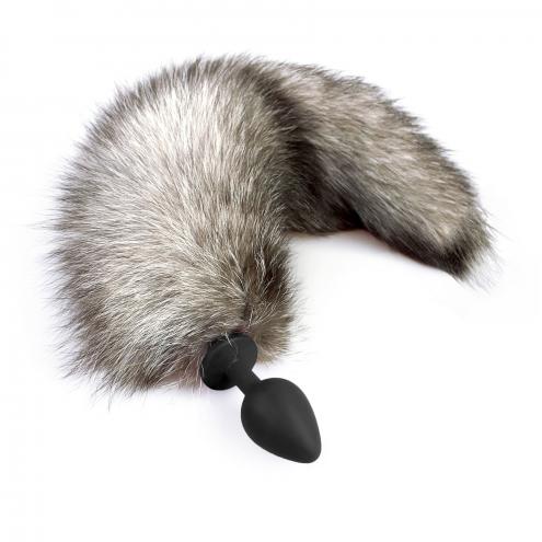Силіконова анальна пробка з хвостом із натурального хутра Art of Sex Artctic fox, size M