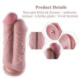 Подвійний дилдо для секс-машин Hismith 8.5  Two Cocks One Hole Silicone Dildo - 6