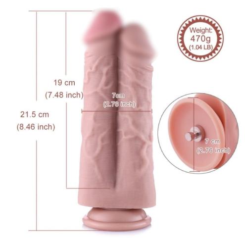 Подвійний дилдо для секс-машин Hismith 8.5  Two Cocks One Hole Silicone Dildo