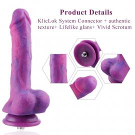 Фаллоимитатор 8.2 с вибрацией для секс-машин Hismith Purple Silicone Dildo with Vibe, KlicLok - 4