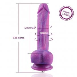 Фаллоимитатор 8.2 с вибрацией для секс-машин Hismith Purple Silicone Dildo with Vibe, KlicLok - 6
