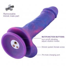 Фаллоимитатор 8.2 с вибрацией для секс-машин Hismith Purple Silicone Dildo with Vibe, KlicLok - 8