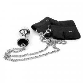 Наручники с металлической анальной пробкой Art of Sex Handcuffs with Metal Anal Plug, size M, Black  - 4