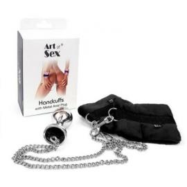 Наручники с металлической анальной пробкой Art of Sex Handcuffs with Metal Anal Plug, size M, Black  - 1