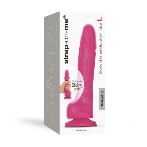 Реалистичный фаллоимитатор Strap-On-Me Sliding Skin Realistic Dildo Fuchsia - Size L