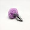 Металлическая анальная пробка Кроличий хвостик Alive Fluffy Twist Plug M Purple