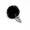 Металлическая анальная пробка Кроличий хвостик Alive Fluffy Twist Plug M Black