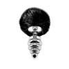 Металевий анальна пробка Кролячий хвостик Alive Fluffy Twist Plug L Black, діаметр 3,8 см