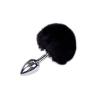 Металлическая анальная пробка Кроличий хвостик Alive Fluffy Plug S Black