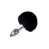 Металева анальна пробка Кролячий хвостик Alive Fluffy Plug S Black