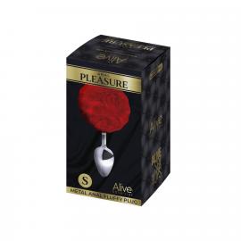 Металева анальна пробка Кролячий хвостик Alive Fluffy Plug S Red - 2