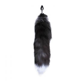 Металева анальна пробка Лисий хвіст Alive Black And White Fox Tail S - 2