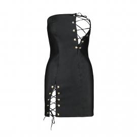 Мини-платье из экокожи CELINE CHEMISE black S/M — Passion - 7