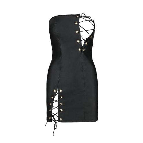 Мини-платье из экокожи CELINE CHEMISE black S/M — Passion