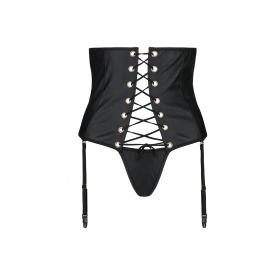 Пояс-корсет із екошкіри CELINE SET black S/M — Passion - 2
