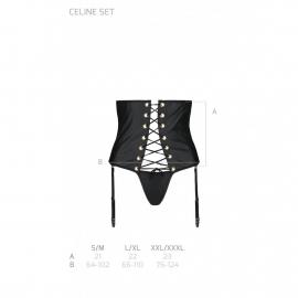 Пояс-корсет із екошкіри CELINE SET black S/M — Passion - 6