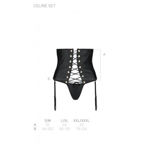 Пояс-корсет із екошкіри CELINE SET black S/M — Passion