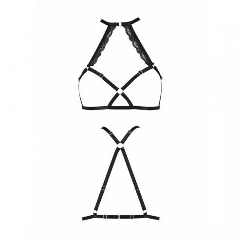 Портупея зі стреп з мереживом Passion Exclusive LORRY BRA XXL/XXXL, black