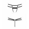 Трусики-стрінги зі стреп та мереживом Passion Exclusive LORRY THONG XXL/XXXL, black