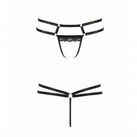Трусики-стринги из стреп с кружевом Passion Exclusive LORRY THONG XXL/XXXL, black - 4