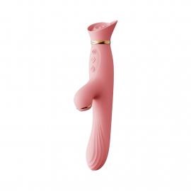 Вібратор з підігрівом та вакуумною стимуляцією клітора Zalo - ROSE Vibrator Strawberry Pink - 1