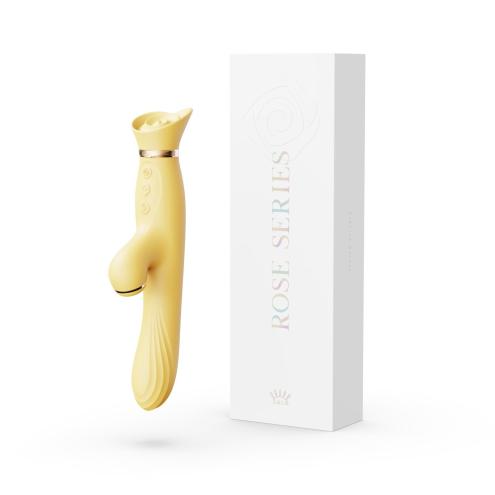 Вибратор с подогревом и вакуумной стимуляцией клитора Zalo - ROSE Vibrator Lemon Yellow